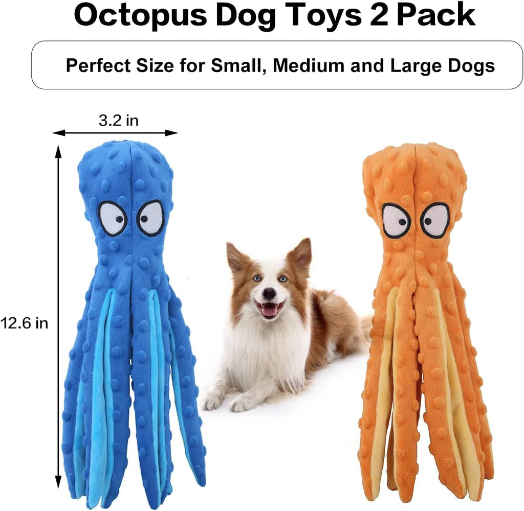 Dog Squeaky Toys Octopus No Stuffing Crinkle Plush Toys For Puppy Teething Durable Interactive Chew Toys For Small Medium And Large Dogs Training And Reduce Boredom