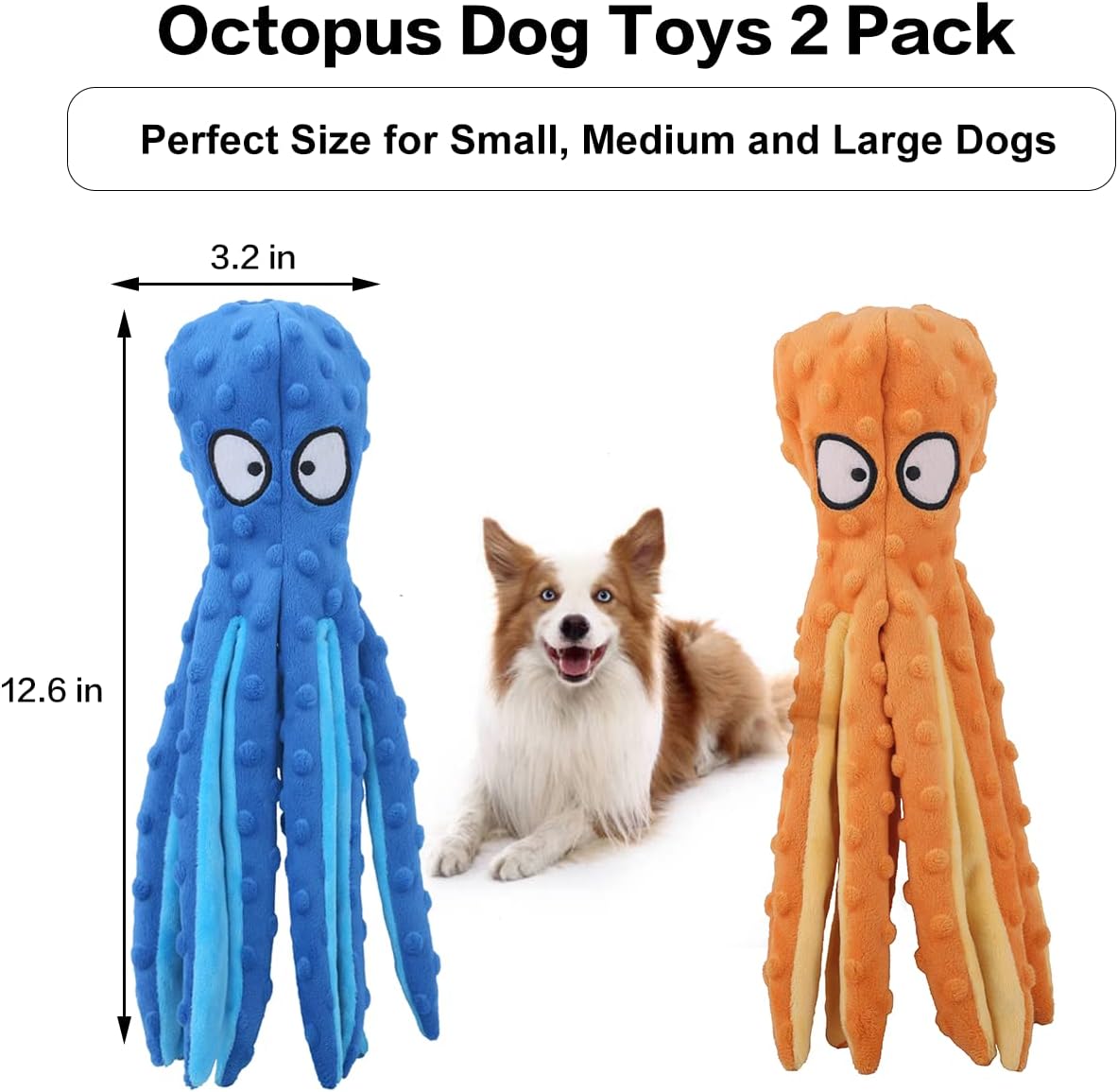 Dog Squeaky Toys Octopus No Stuffing Crinkle Plush Toys For Puppy Teething Durable Interactive Chew Toys For Small Medium And Large Dogs Training And Reduce Boredom