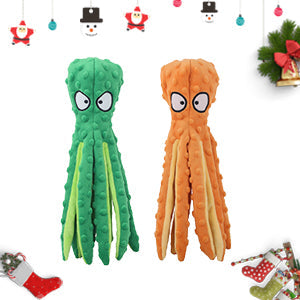 Dog Squeaky Toys Octopus No Stuffing Crinkle Plush Toys For Puppy Teething Durable Interactive Chew Toys For Small Medium And Large Dogs Training And Reduce Boredom