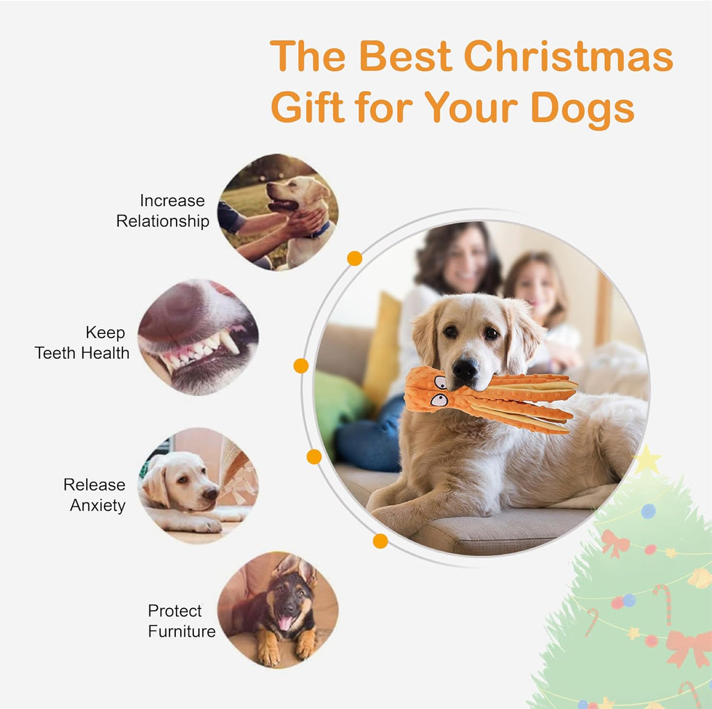 Dog Squeaky Toys Octopus No Stuffing Crinkle Plush Toys For Puppy Teething Durable Interactive Chew Toys For Small Medium And Large Dogs Training And Reduce Boredom