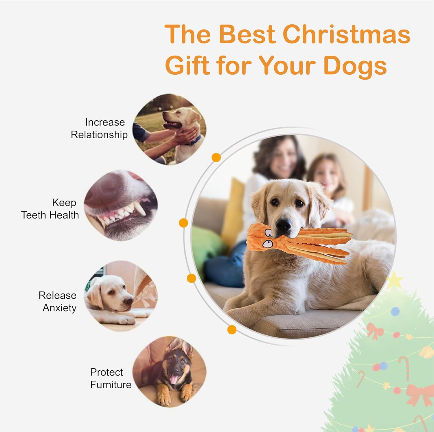 Dog Squeaky Toys Octopus No Stuffing Crinkle Plush Toys For Puppy Teething Durable Interactive Chew Toys For Small Medium And Large Dogs Training And Reduce Boredom