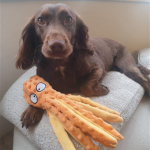 Dog Squeaky Toys Octopus No Stuffing Crinkle Plush Toys For Puppy Teething Durable Interactive Chew Toys For Small Medium And Large Dogs Training And Reduce Boredom